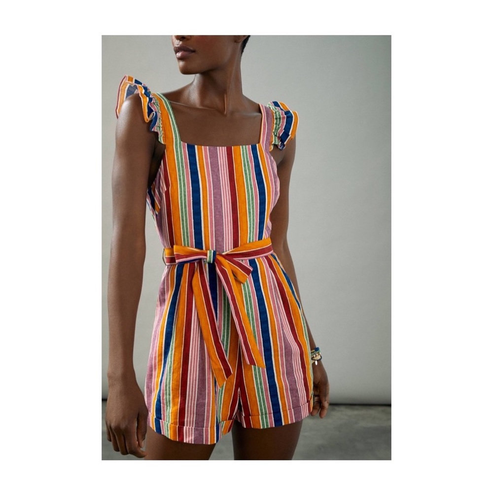 Farm Rio for Anthropologie Reyes Striped Romper